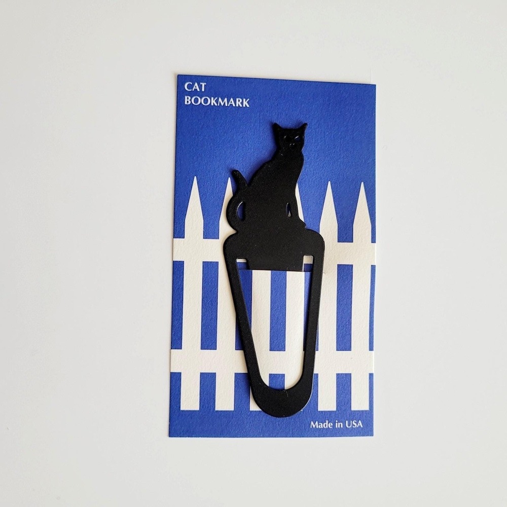 Vintage 90s Black Cat Bookmark Metal Clip fence blue USA Barnes Nobel Swing 1994 - Picture 13 of 16